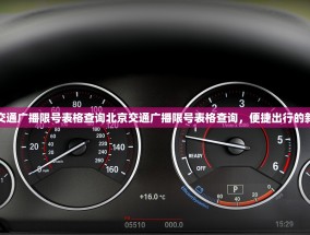 北京交通广播限号表格查询北京交通广播限号表格查询，便捷出行的新途径
