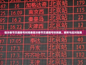 临汾春节交通限号时间表临汾春节交通限号时间表，解析与应对指南