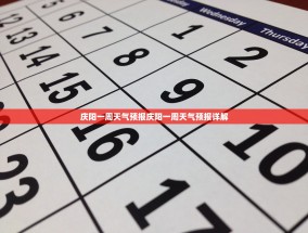 庆阳一周天气预报庆阳一周天气预报详解